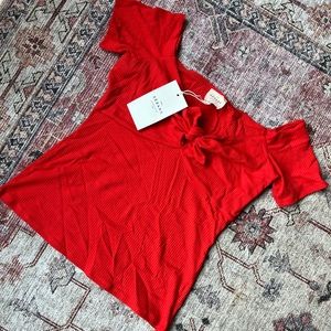 Sézane Cara T-Shirt Blouse in Coral size XL